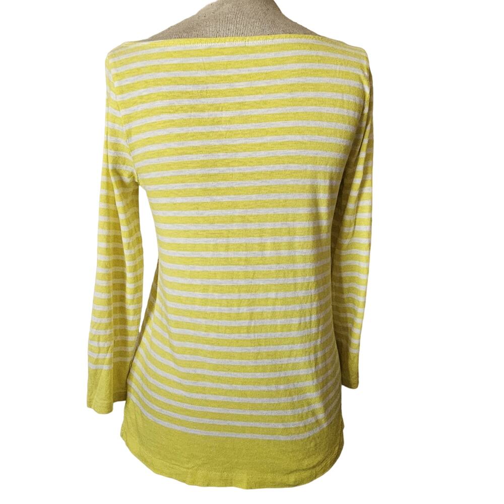 J Crew Yellow Striped Scoop Neck Top Size Small - Picture 2 of 5